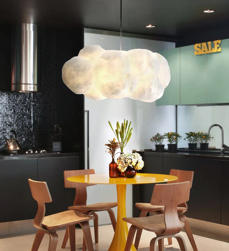 Lustre Nuage Flottant – Suspension LED Design en Coton Spatial