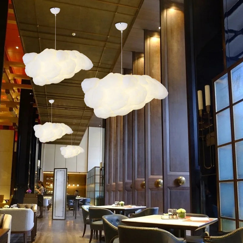 Lustre Nuage Flottant – Suspension LED Design en Coton Spatial