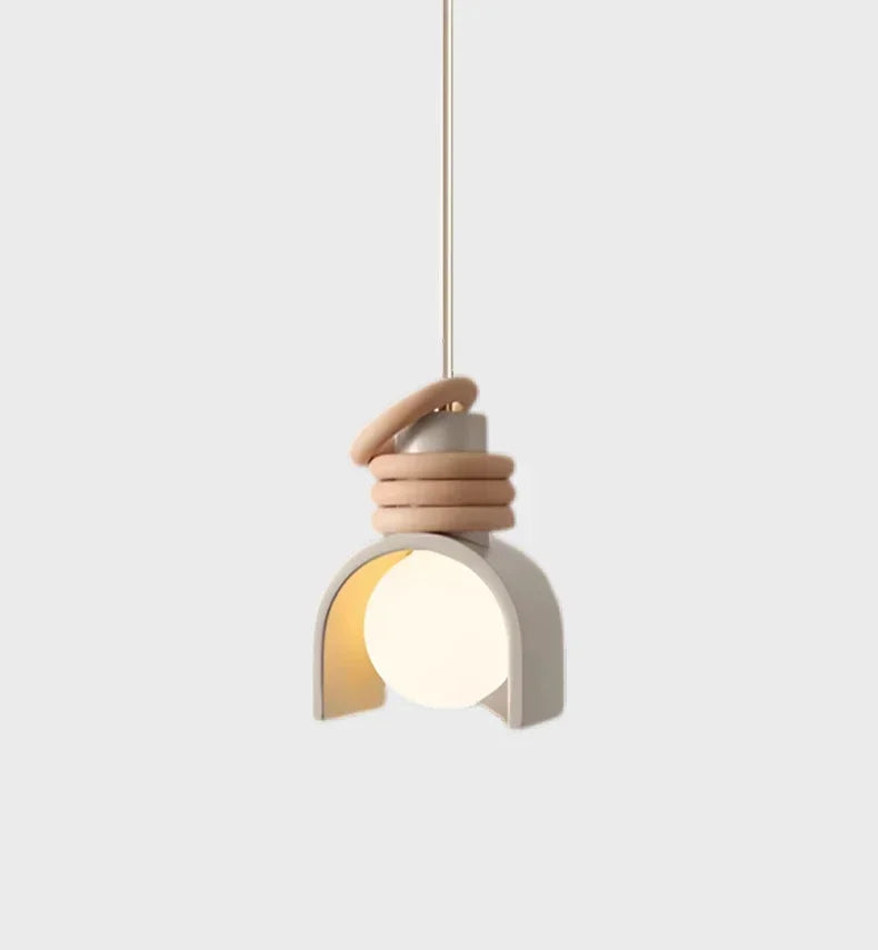 Suspension LED créative en résine – Design orange & blanc Art Déco