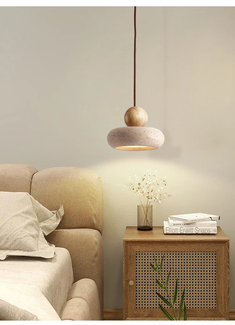 Suspension vintage avec pierre d'agate jaune naturelle