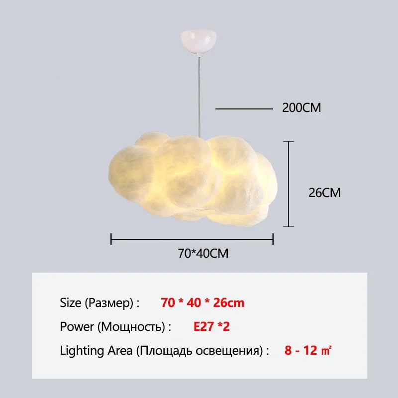 Lustre Nuage Flottant – Suspension LED Design en Coton Spatial