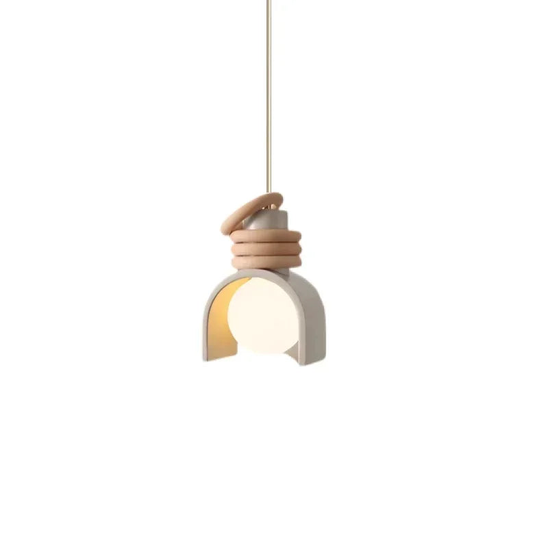 Suspension LED créative en résine – Design orange & blanc Art Déco