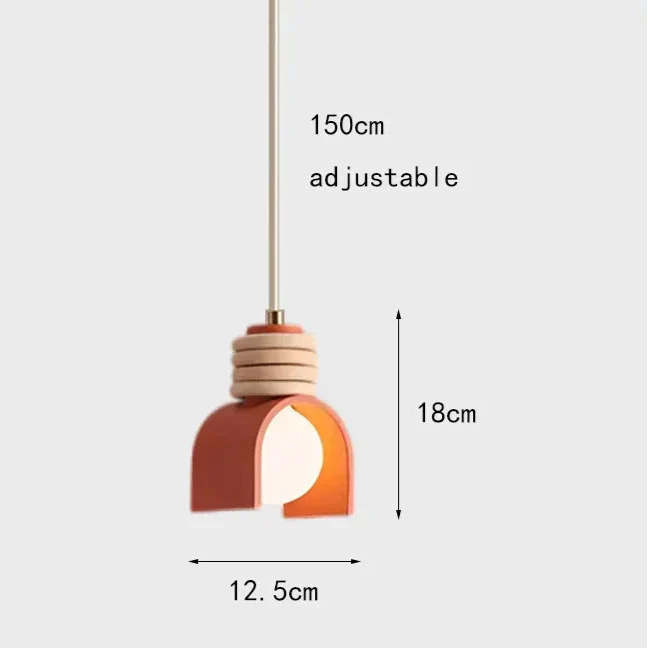 Suspension LED créative en résine – Design orange & blanc Art Déco
