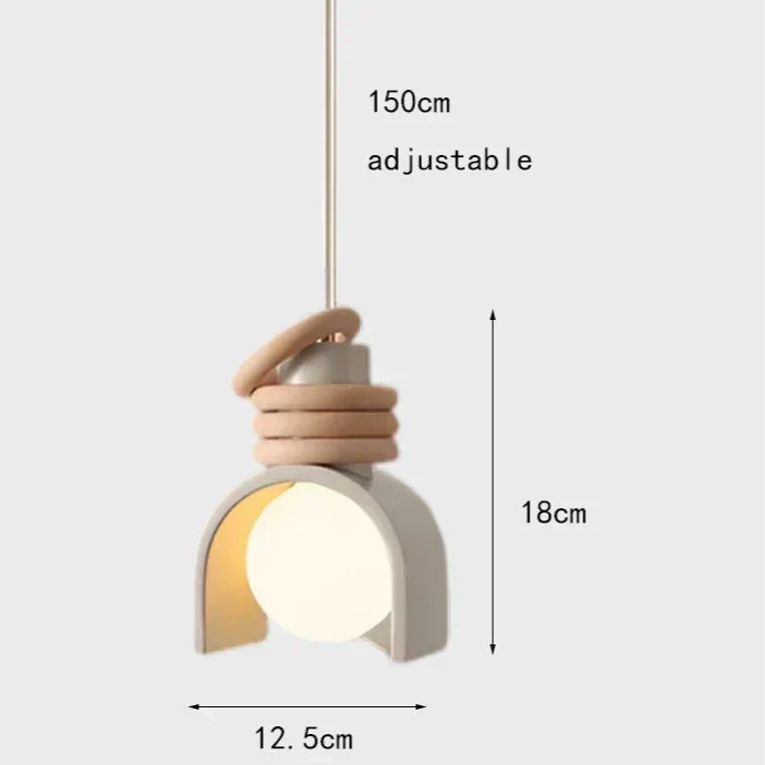 Suspension LED créative en résine – Design orange & blanc Art Déco