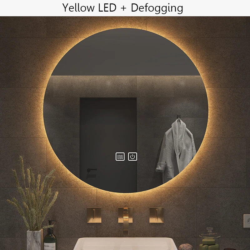 miroir rond avec rétroéclairage réglable et antibuée décoratif