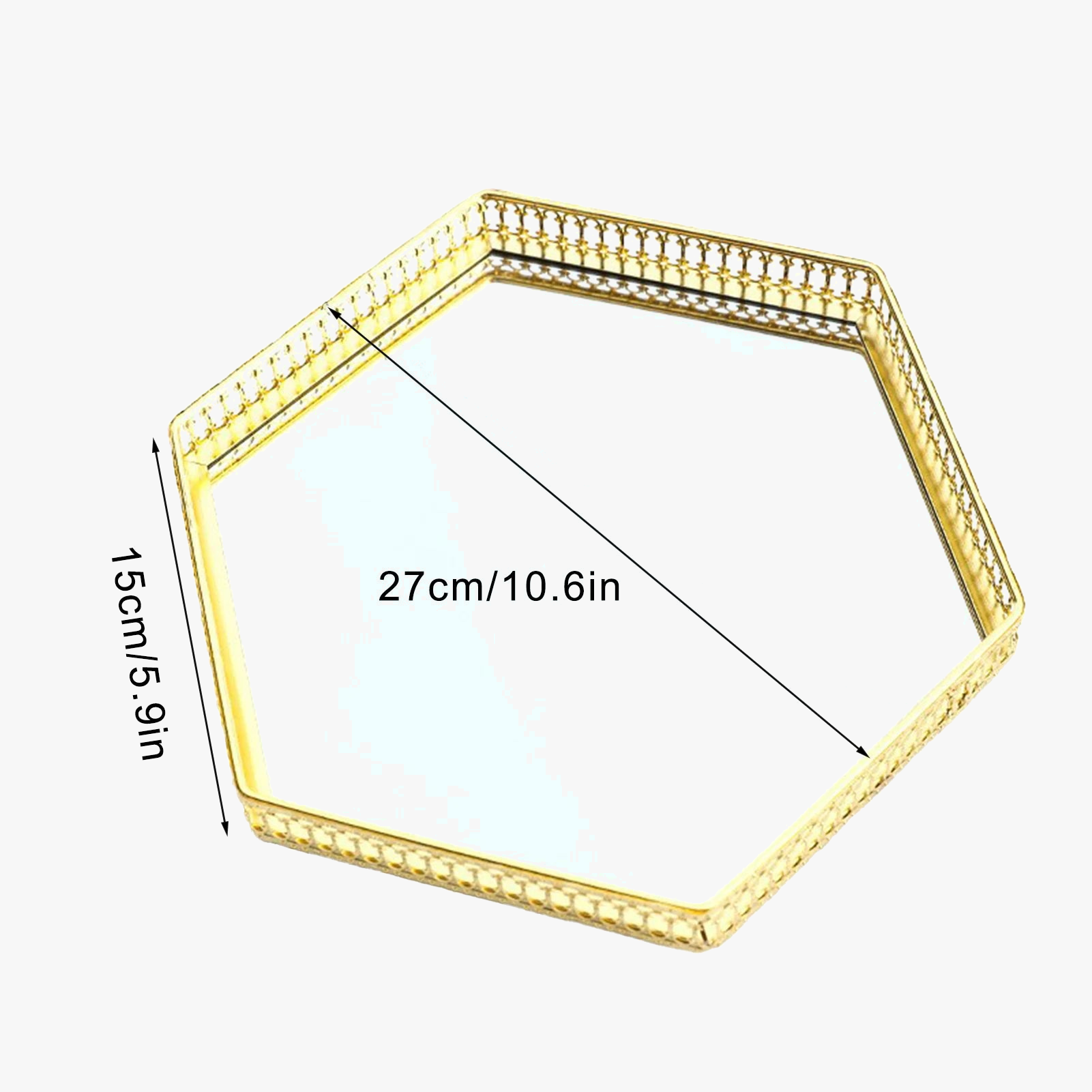 plateau de rangement en métal miroir décoratif pour cosmétiques et vaisselle