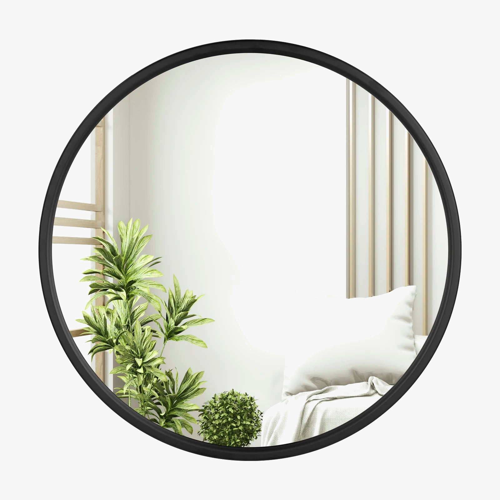 miroir suspendu rond moderne avec cadre en métal doré décoratif