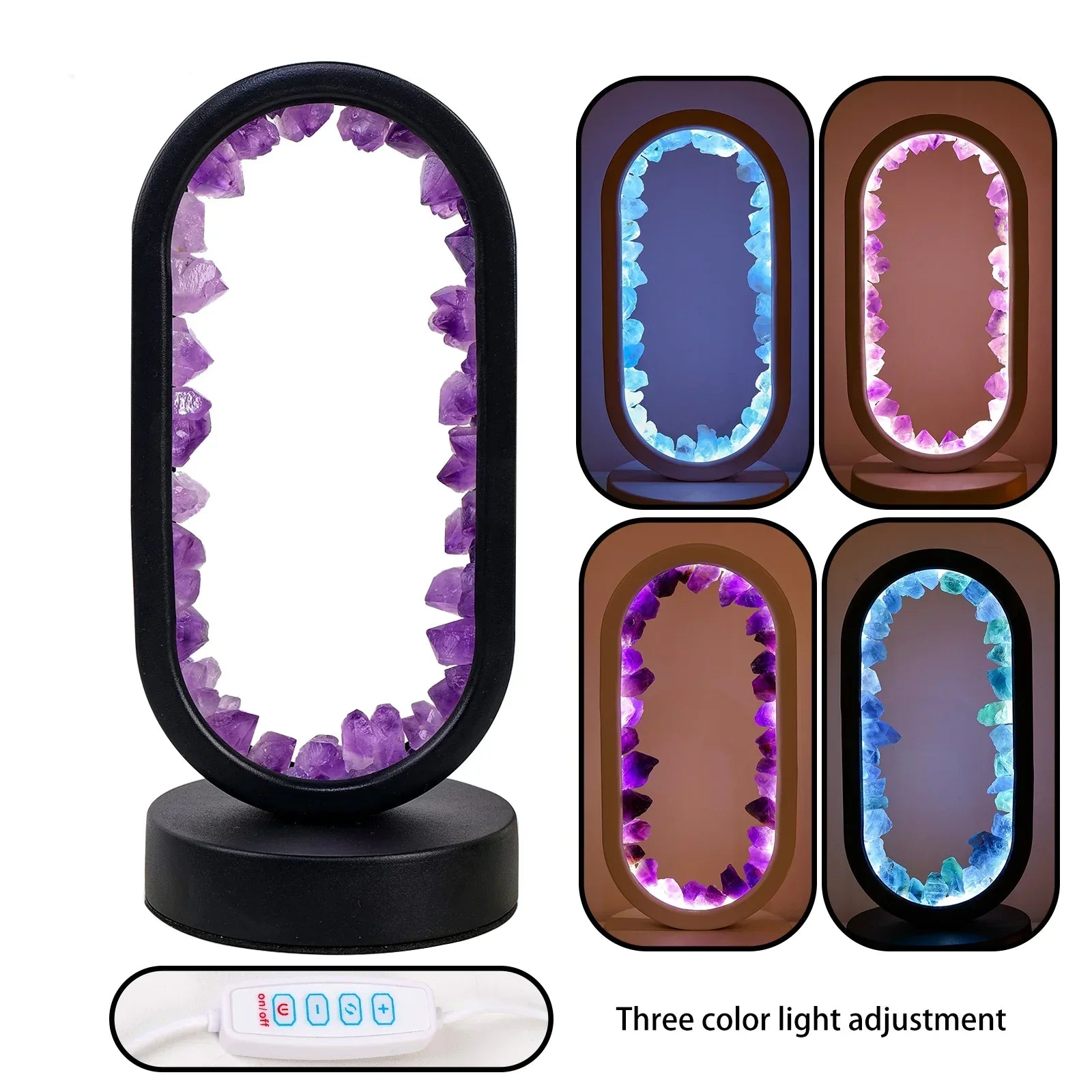 AuraStone | Lampe de calme en améthystes naturelles apaisantes