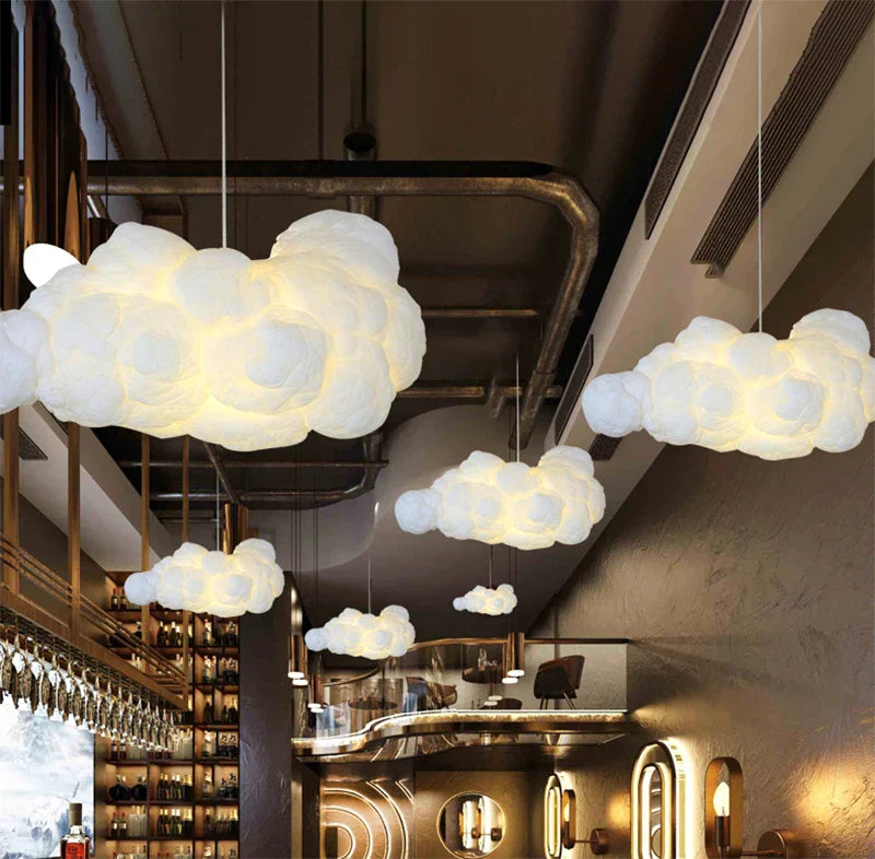 Lustre Nuage Flottant – Suspension LED Design en Coton Spatial