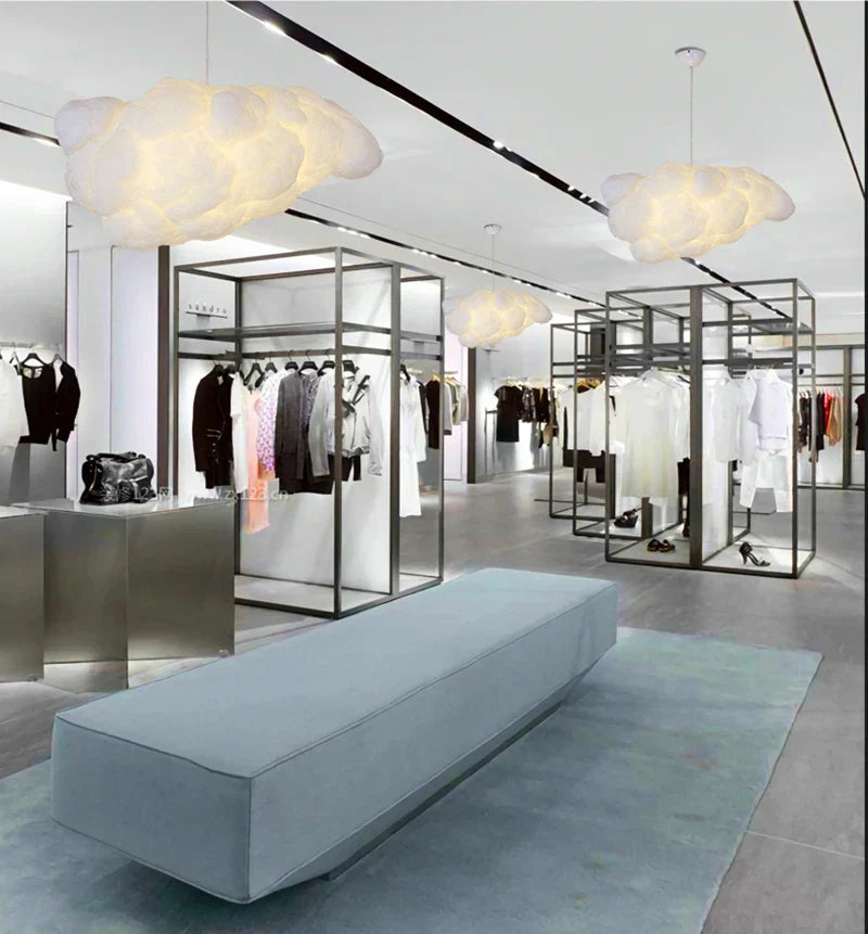 Lustre Nuage Flottant – Suspension LED Design en Coton Spatial