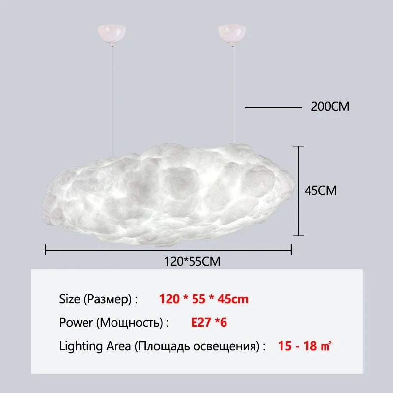 Lustre Nuage Flottant – Suspension LED Design en Coton Spatial