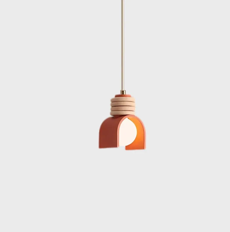 Suspension LED créative en résine – Design orange & blanc Art Déco