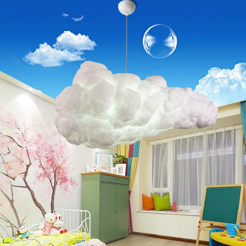 Lustre Nuage Flottant – Suspension LED Design en Coton Spatial