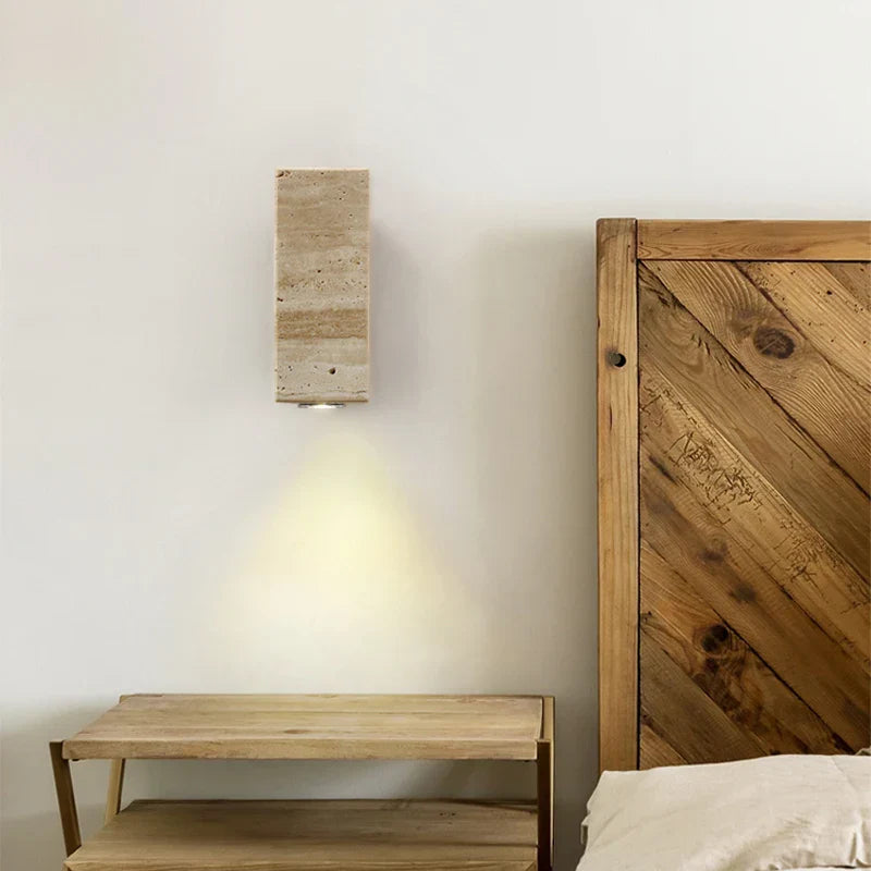 Applique murale en pierre de travertin jaune – Style japonais Wabi-Sabi