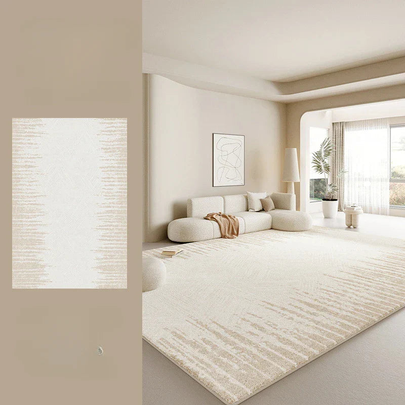 Tapis moelleux style crème – Doux, épais et antidérapant pour salon ou chambre