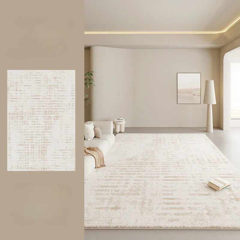 Tapis moelleux style crème – Doux, épais et antidérapant pour salon ou chambre