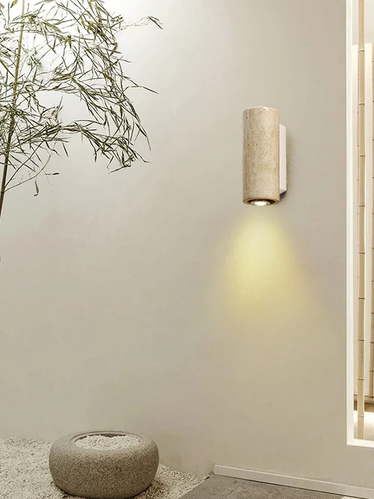 Applique murale en pierre de travertin jaune – Style japonais Wabi-Sabi