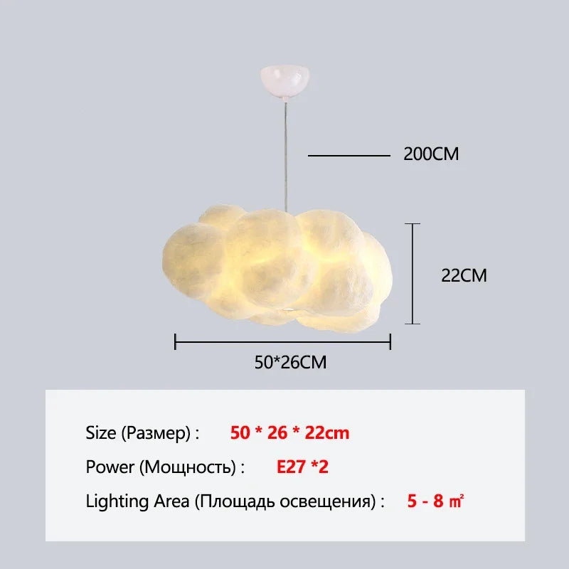 Lustre Nuage Flottant – Suspension LED Design en Coton Spatial