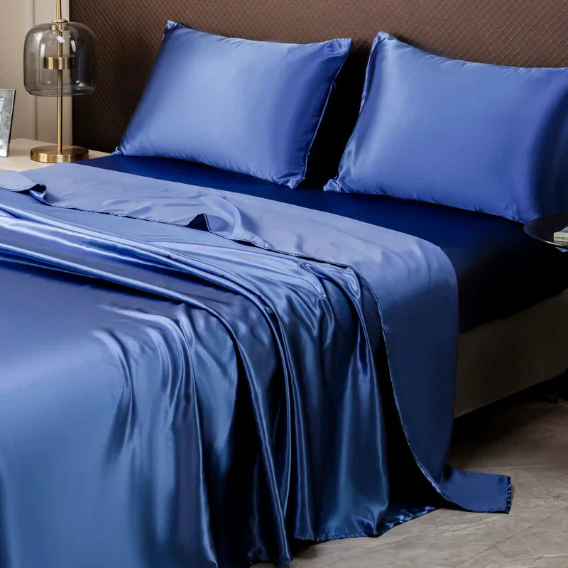 Parure de lit satinée unie – Luxe opulent pour une chambre royale