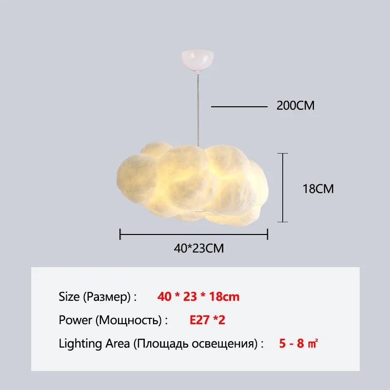 Lustre Nuage Flottant – Suspension LED Design en Coton Spatial
