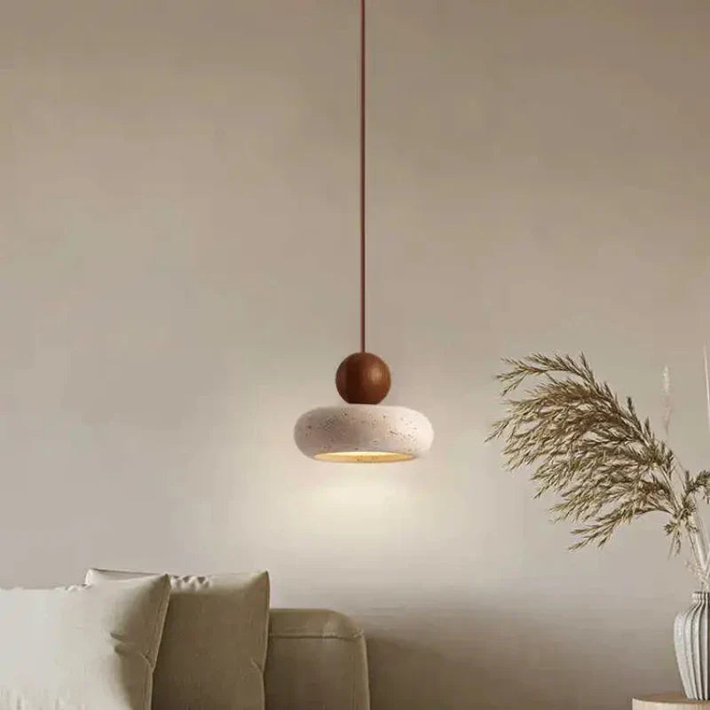 Suspension vintage avec pierre d'agate jaune naturelle