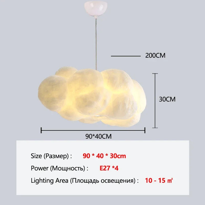 Lustre Nuage Flottant – Suspension LED Design en Coton Spatial
