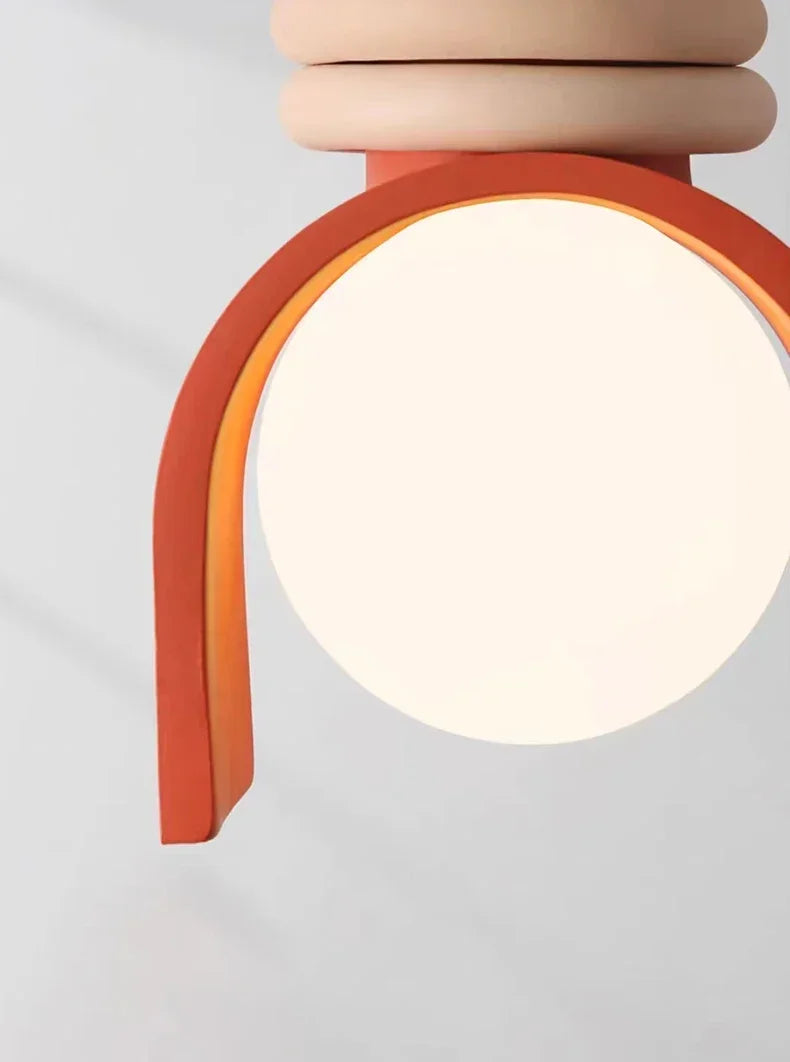 Suspension LED créative en résine – Design orange & blanc Art Déco