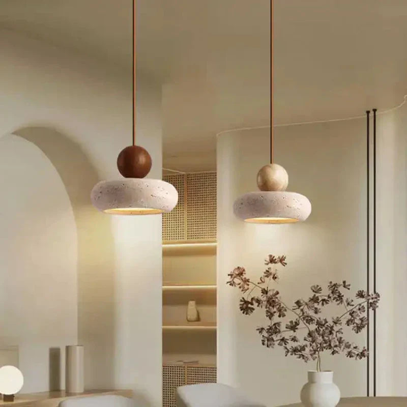 Suspension vintage avec pierre d'agate jaune naturelle