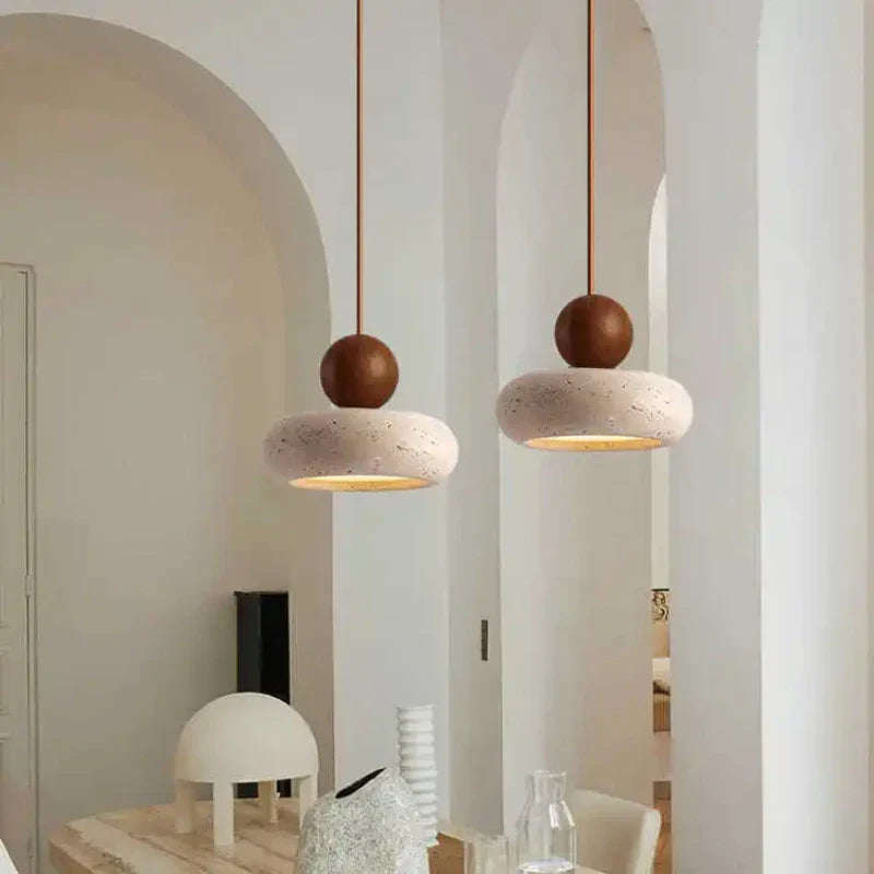 Suspension vintage avec pierre d'agate jaune naturelle