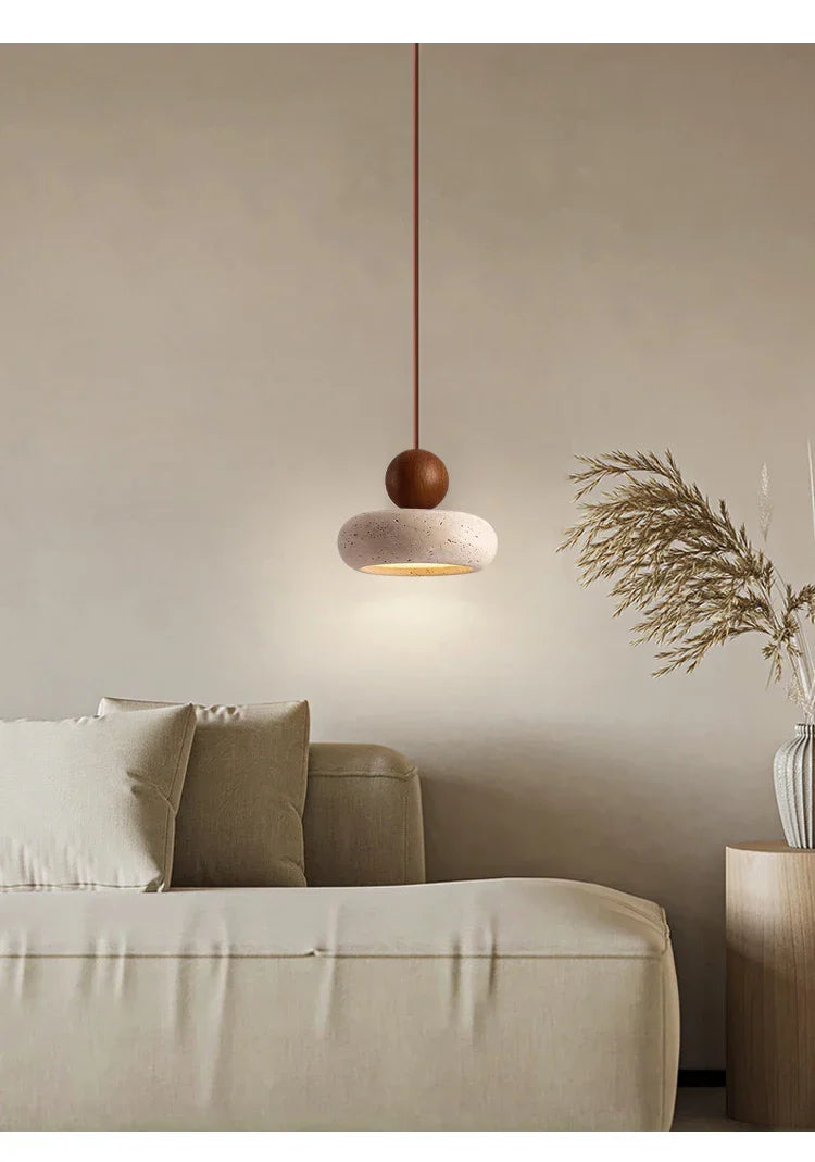 Suspension vintage avec pierre d'agate jaune naturelle