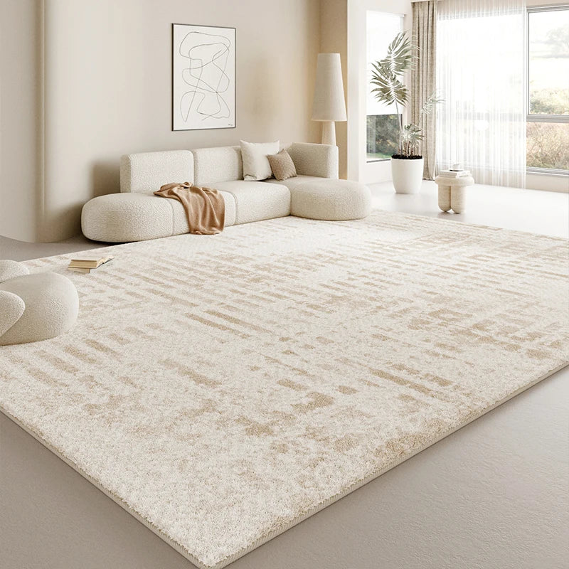 Tapis moelleux style crème – Doux, épais et antidérapant pour salon ou chambre