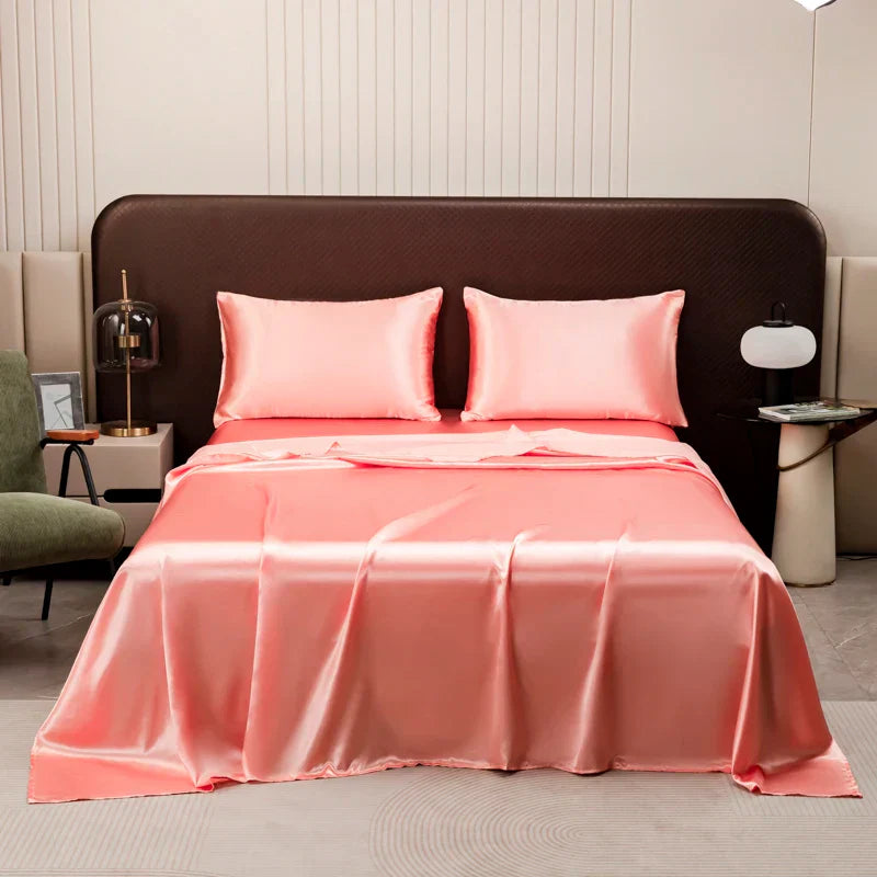 Parure de lit satinée unie – Luxe opulent pour une chambre royale
