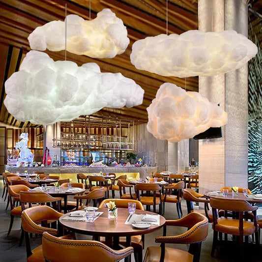 Lustre Nuage Flottant – Suspension LED Design en Coton Spatial