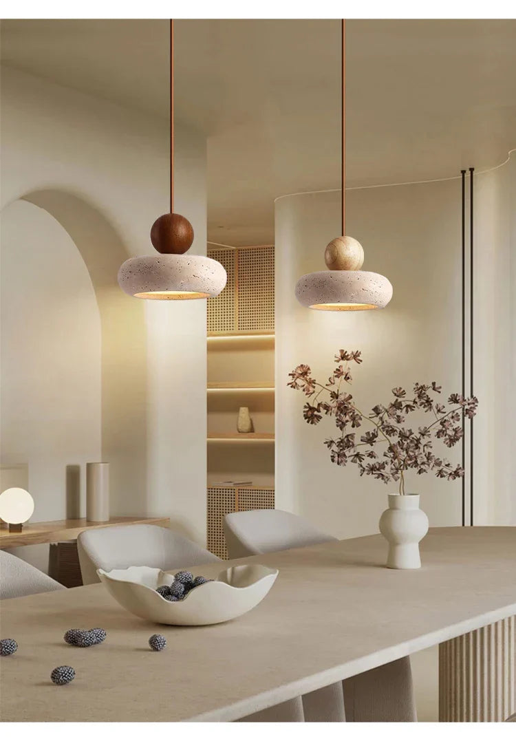 Suspension vintage avec pierre d'agate jaune naturelle