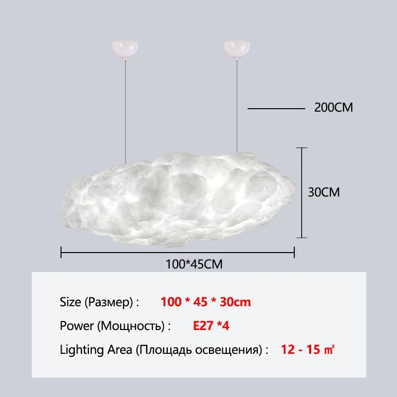 Lustre Nuage Flottant – Suspension LED Design en Coton Spatial