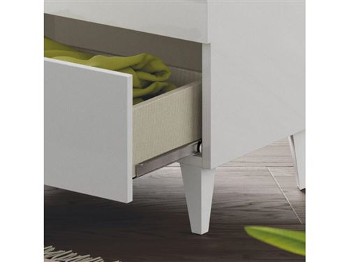 Table de chevet avec 2 tiroirs couleur blanc brillant