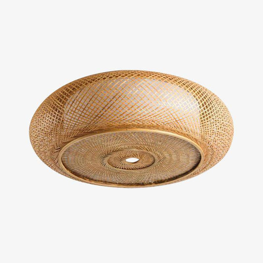 Plafonnier en rotin LED rond style Woven